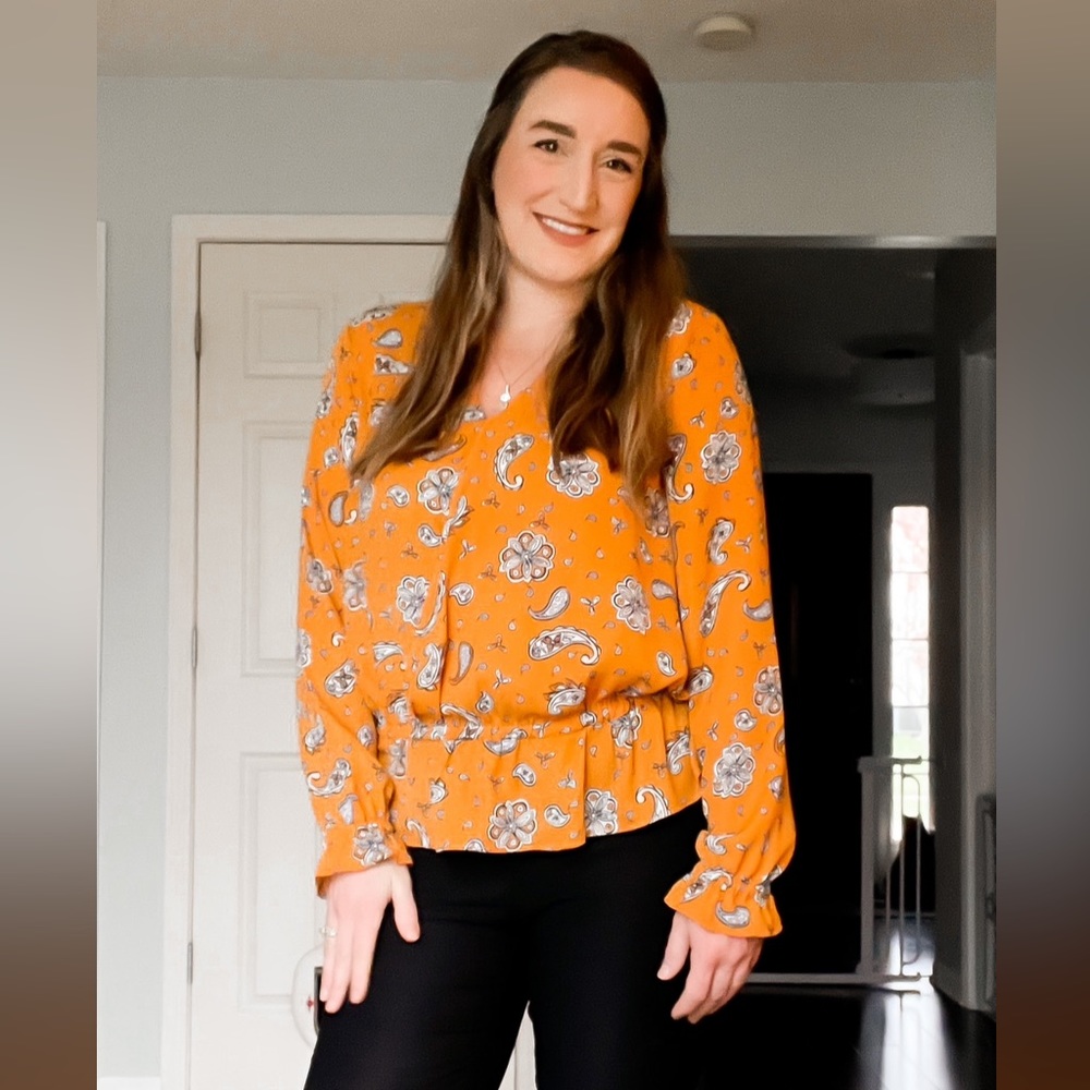 Gold paisley print top